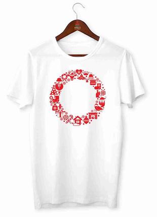 Футболка с новогодним принтом "красный рождественский венок из новогодних предметов" push it