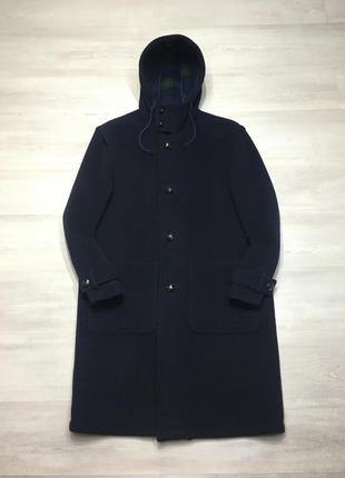 Luxury vintage шикарное теплое премиум шерстяное мужское темно-синее пальто в виде burberry
