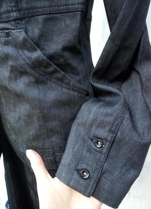 Черный крутой джинсовый жакет из накладных карманов пиджак mexx.