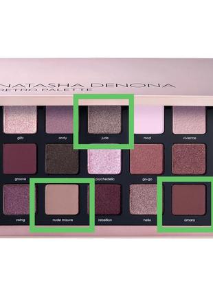 Natasha denona retro 3-pan eyeshadow palette мини палетка теней retro6 фото