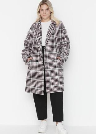 Oversize пальто в гусиную лапку plus size1 фото