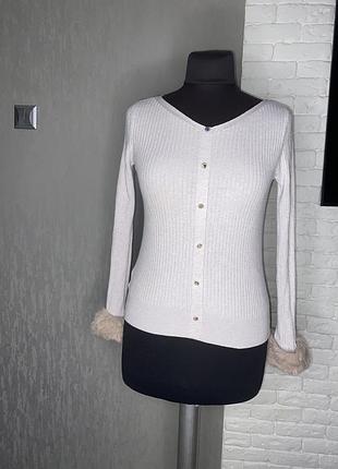 Джемпер, кофта в рубчик з хутром на манжетах proportion, m