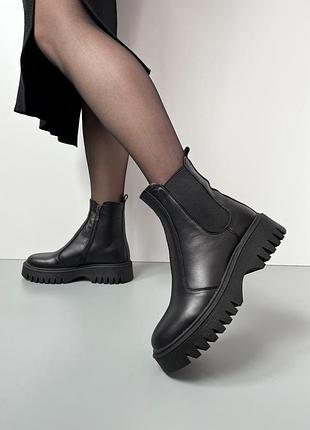 Зимние кожаные ботинки челси 😍