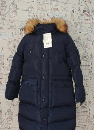 Зимова довга куртка на хлопчика на зріст 128-134
