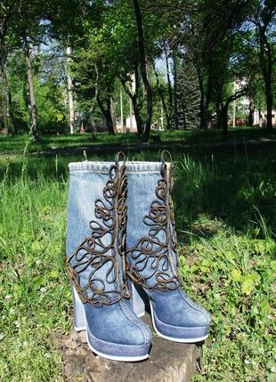 Летние джинсовые сапоги
