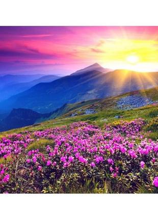 Алмазная вышивка. картина на подрамнике "лавандовый закат",  30х40см, квадратные стразы