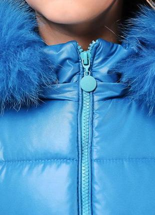 Зимова подовжена куртка колір хвиля / блакитний5 фото