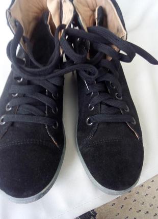 Замшевые ботинки, замшевые черные ботинки, черные ботинки, натуральные ботинки4 фото