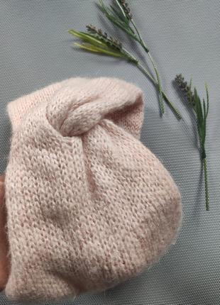 Розовая пудровая повязка челма h&m в составе шерсть мохер.6 фото
