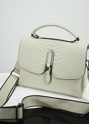 Жіноча шкіряна біла сумка