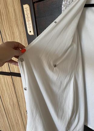 Эффектное бело- серебристое  платье на запах в пайетки длинный рукав 46-48 р6 фото