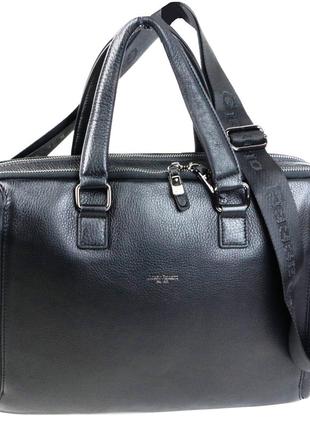 Мужская сумка, портфель кожаный с отделом для ноутбука giorgio ferretti черная3 фото