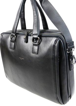 Мужская сумка, портфель кожаный с отделом для ноутбука giorgio ferretti черная5 фото
