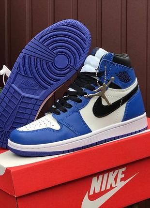 Женские кожаные кроссовки nike air jordan 1 retro high найк джорданы