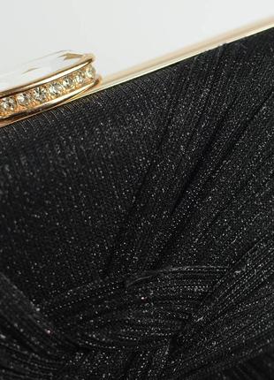 Черный вечерний клатч бокс сумочка из парчи маленькая выпускная праздничная мини сумка на цепочке8 фото