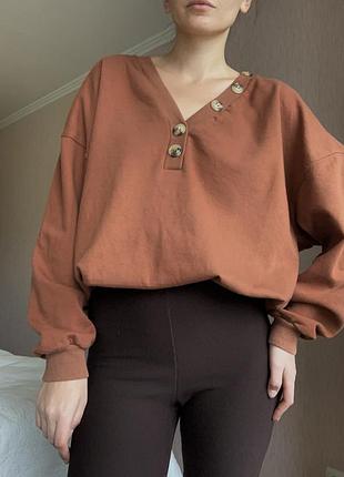 Коричневий оверсайз світшот pull&bear