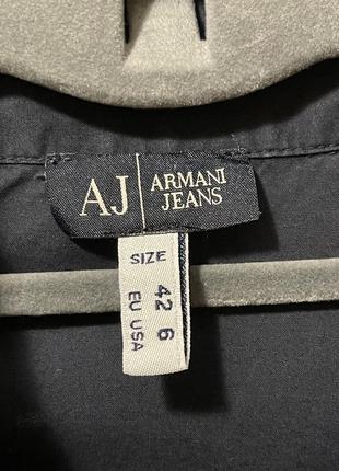 Рубашка, блуза, armani jeans, цвет темно-синий, легкая, коттон+шелковые манжеты и воротник.2 фото