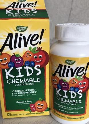 Alive сша витамины для детей жевательные, детские мультивитамины