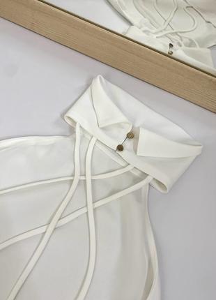 Топ блуза білий з відкритою спиною4 фото