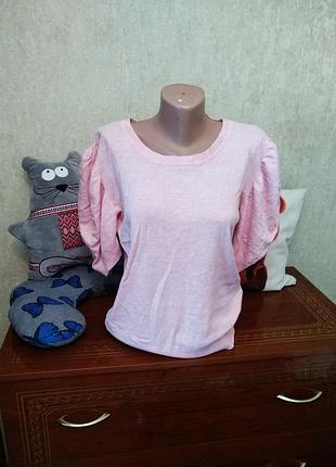 Стильная натуральная кофта джемпер буфы, m-l xl