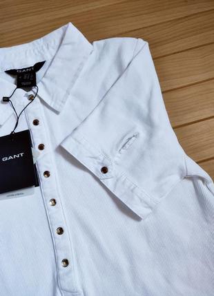 Белая женская футболка поло gant cotton stretch ☕ s/наш 40р8 фото