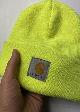 Шапка carhartt sb лого бини logo beanie neon неон зимняя (polar dickies stussy huf)4 фото