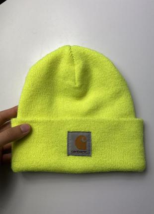 Шапка carhartt sb лого бини logo beanie neon неон зимняя (polar dickies stussy huf)3 фото