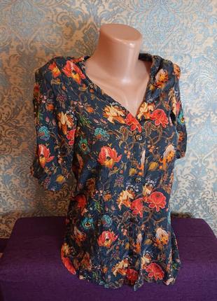 Красивая женская блуза в цветы блузка блузочка р.s3 фото