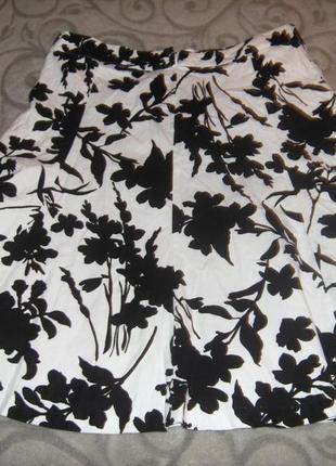 Юбка восьмиклинка коттон кукурузка белая в принт черных веток цветов, 42/12/175/80 (m726)4 фото