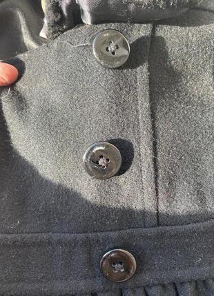 Двобортове вовняне тепле пальто довге для сукні зі штучним хутряним коміром4 фото