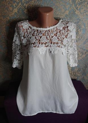 Красивая женская блуза с кружевом блузка блузочка большой размер батал 50/523 фото