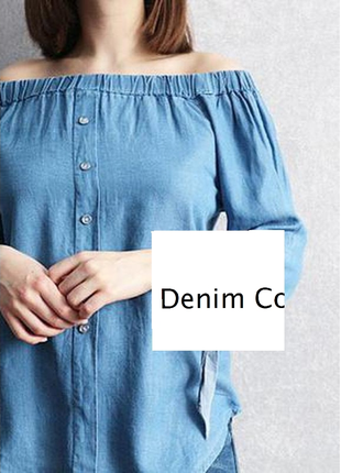 Стильна джинсова блуза з відкритими плечима denim  co