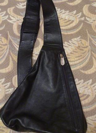 Городской рюкзак на широком ремне из натуральной кожи1 фото