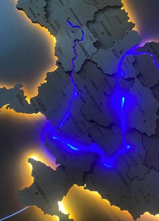 Карта україни з підсвіткою річок колір natural river3 фото