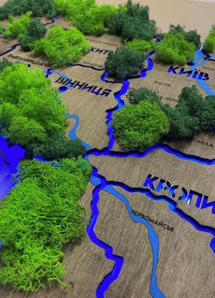 Карта україни на акрилі з річками та підсвіткою rgb колір venge moss2 фото