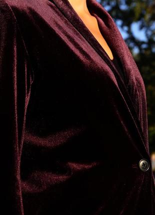 Брендовый дизайнерский бархатный классический нарядный пиджак жакет оверсайз удлинённый7 фото