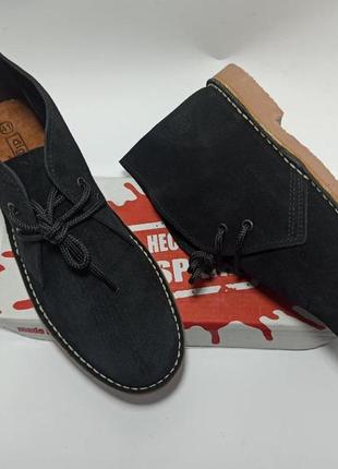 Черные испанские замшевый мужские дезерты ботинки на шнурках тм dido-digo