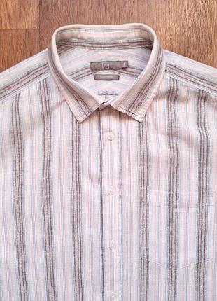 Теніска лляна tu бежева блакитна  англія льон коттон розмір xxl  xl