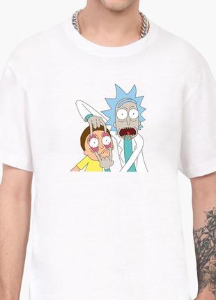 Футболка мужская рик и морти (rick and morty) белый (9223-2082-wt-l) l