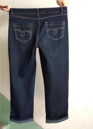 Р 12 / 46-48 стильные базовые синие джинсовые капри бриджи стрейчевые с подворотом cotton traders2 фото