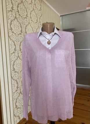 Ніжна лілова ажурна кофта мохер шерсть 💕