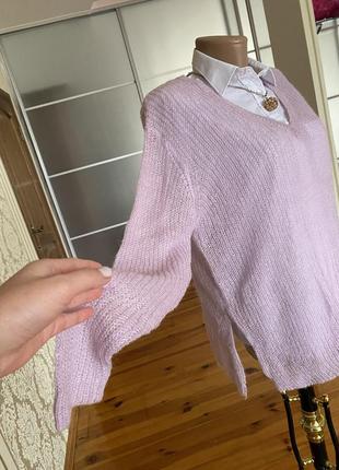 Ніжна лілова ажурна кофта мохер шерсть 💕4 фото