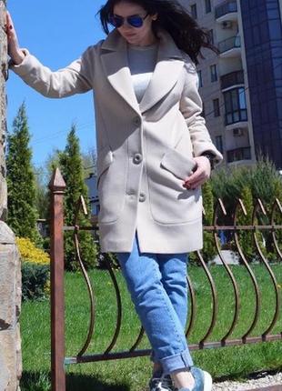 Двубортное пальто 42-52р прямого свободного кроя