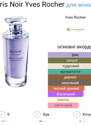 Iris noir yves rocher, 5 ml мініатюра - оригінал / давній випуск4 фото