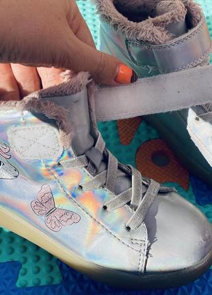 H&m хайтопи утеплені сріблясті з вогниками на підошві 4