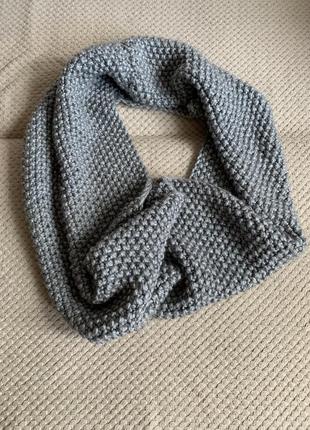 Широкий шарф-снуд ручної роботи натуральна шерсть