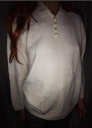 Шерстяной винтажный джемпер в узор пуловер свитер escorpion молочный шерсть2 фото