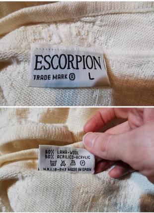 Шерстяной винтажный джемпер в узор пуловер свитер escorpion молочный шерсть6 фото