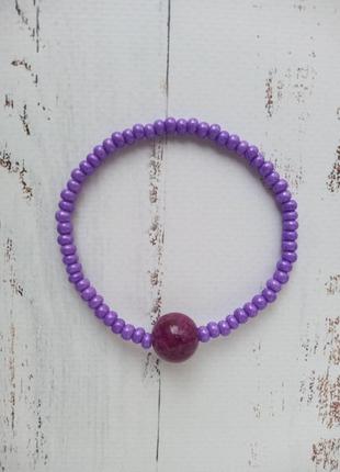 Фиолетовый браслет из чароита браслет из бисера чароит2 фото