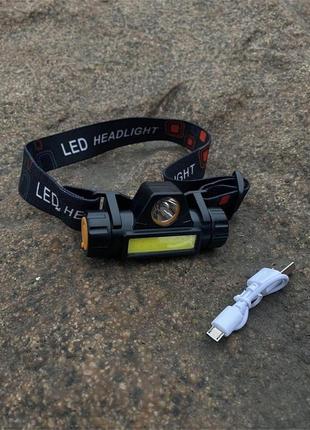 Налобный фонарь с 2 диодами и магнитом сов на аккумуляторе влагозащита компактный фонарь на голову юсб4 фото